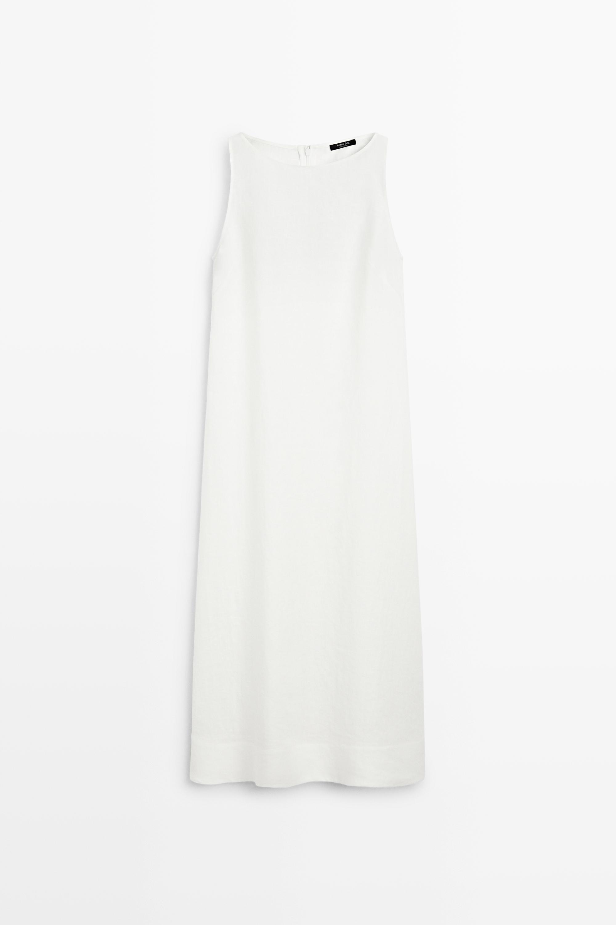 Robe à encolure américaine 100 % lin